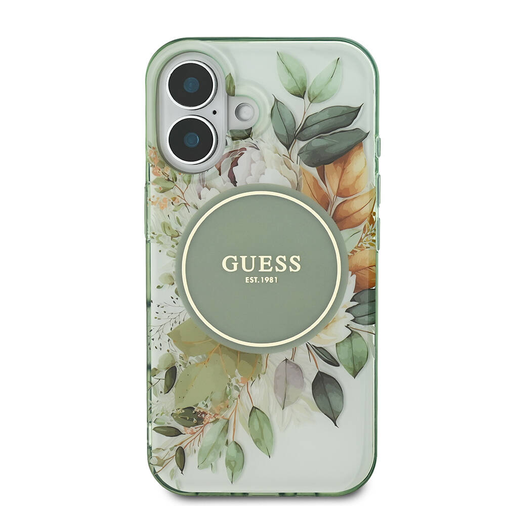 Apple iPhone 16 Plus Uyumlu Guess Orjinal Lisanslı Magsafe Şarj Özellikli IML Baskılı Yazı Logolu Flower Tonal Circle Kapak - 9