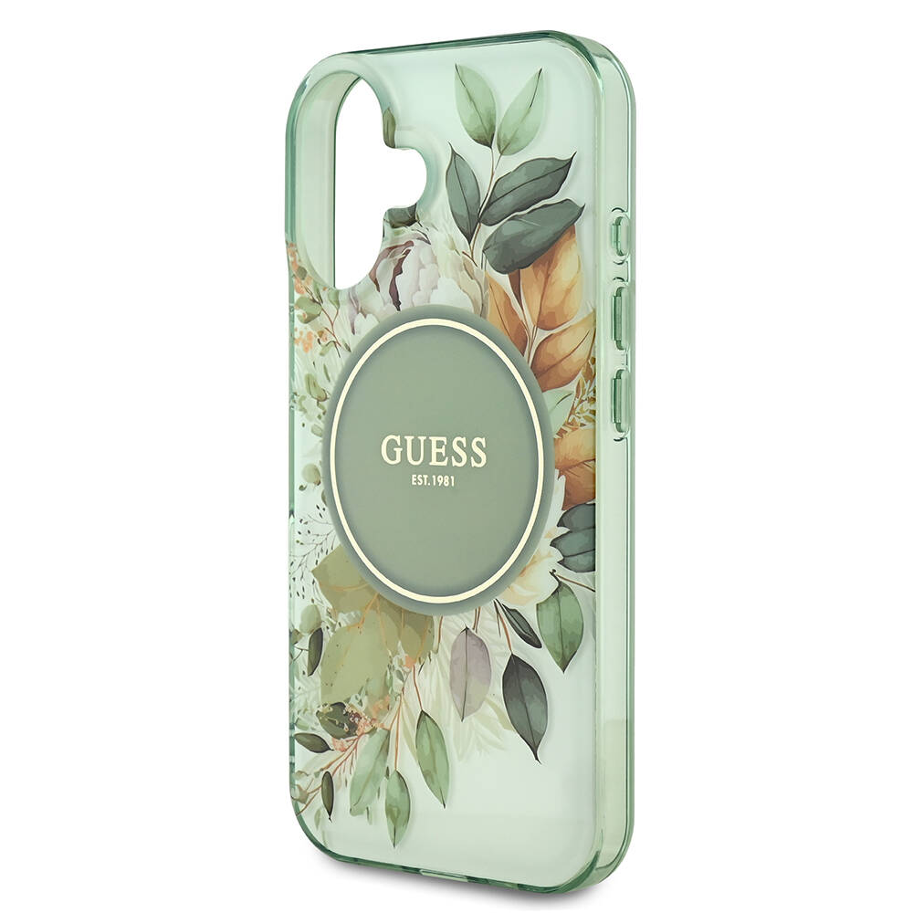 Apple iPhone 16 Plus Uyumlu Guess Orjinal Lisanslı Magsafe Şarj Özellikli IML Baskılı Yazı Logolu Flower Tonal Circle Kapak - 12