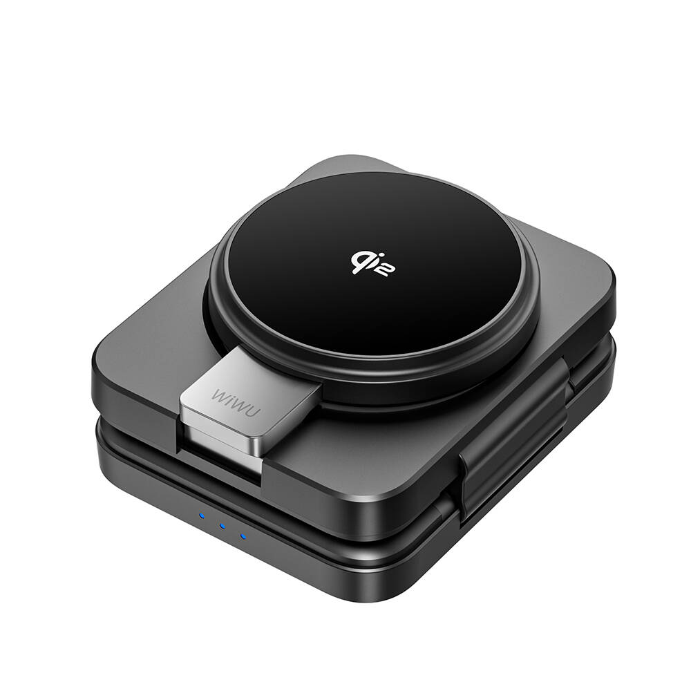 Wiwu Wi-W028 Qi2 Şarj Teknolojili Katlanabilir LED Işık Göstergeli 3in1 Kablosuz Şarj Standı - 2