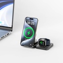 Wiwu Wi-W028 Qi2 Şarj Teknolojili Katlanabilir LED Işık Göstergeli 3in1 Kablosuz Şarj Standı - 4