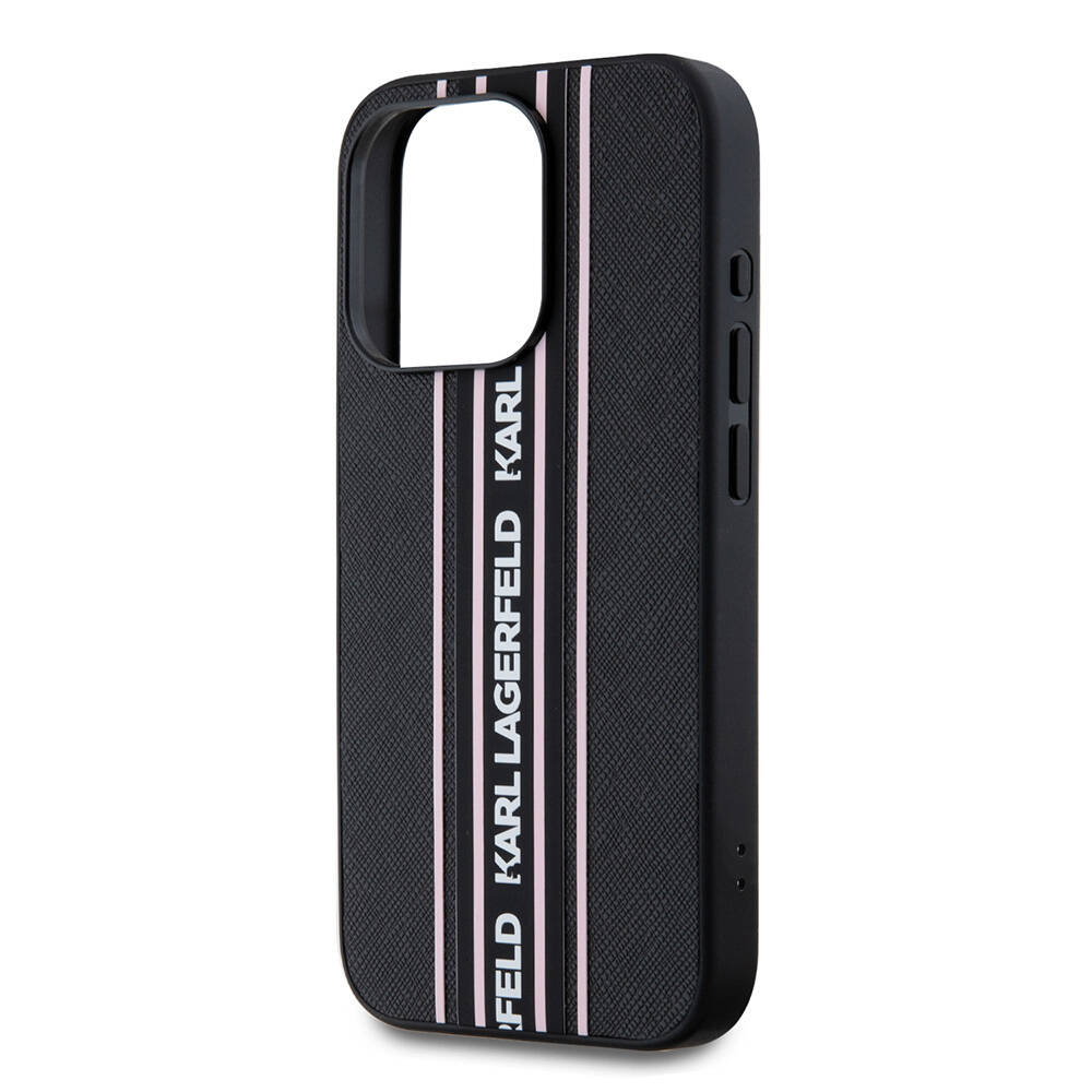Apple iPhone 16 Pro Max Uyumlu Kılıf Karl Lagerfeld Orjinal Lisanslı Askılı Saffiano Athleisure Şerit Çizgili Kapak - 4