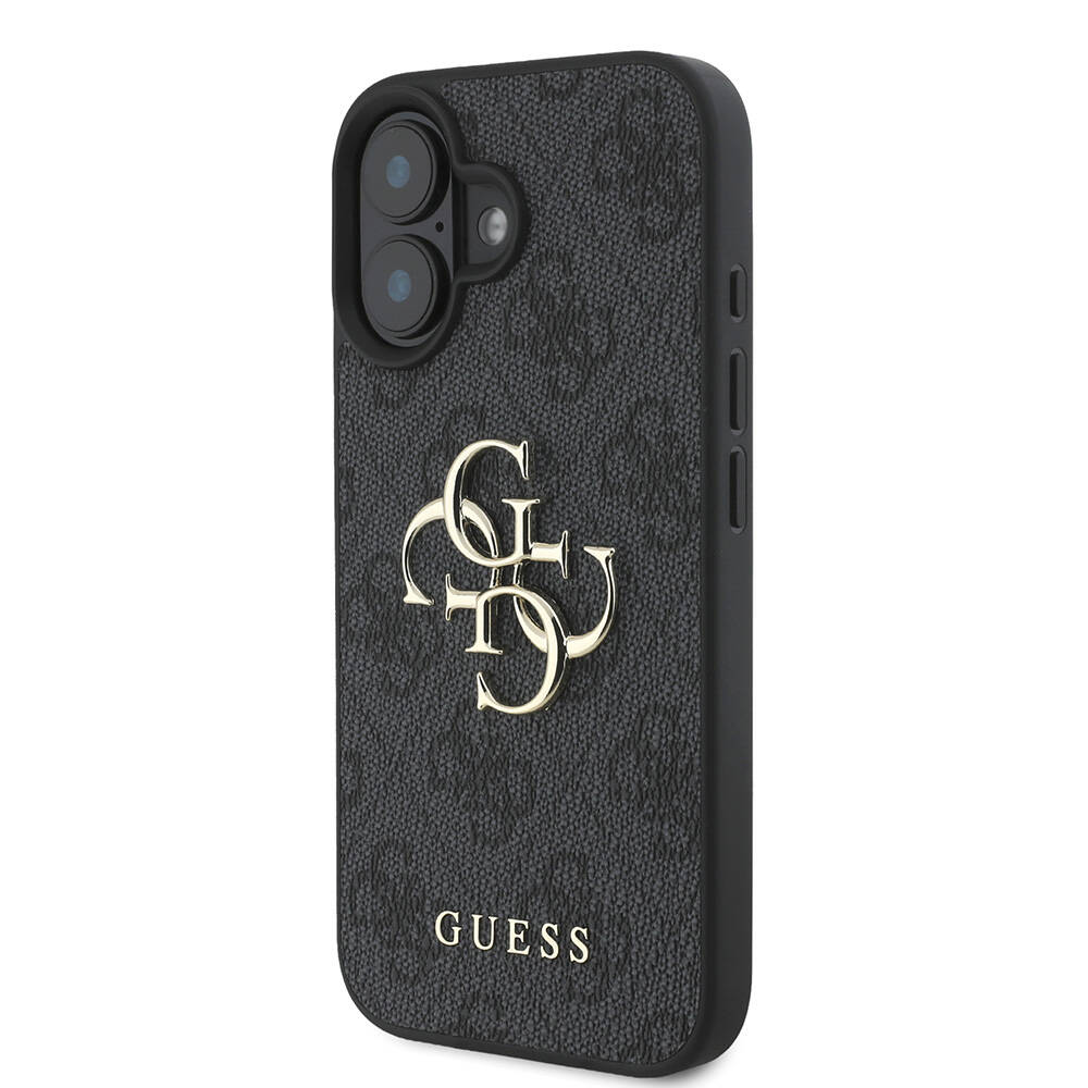 Apple iPhone 16 Uyumlu Kılıf Guess Orjinal Lisanslı PU Deri 4G Desenli Metal Büyük 4G ve Yazı Logolu Kapak - 1