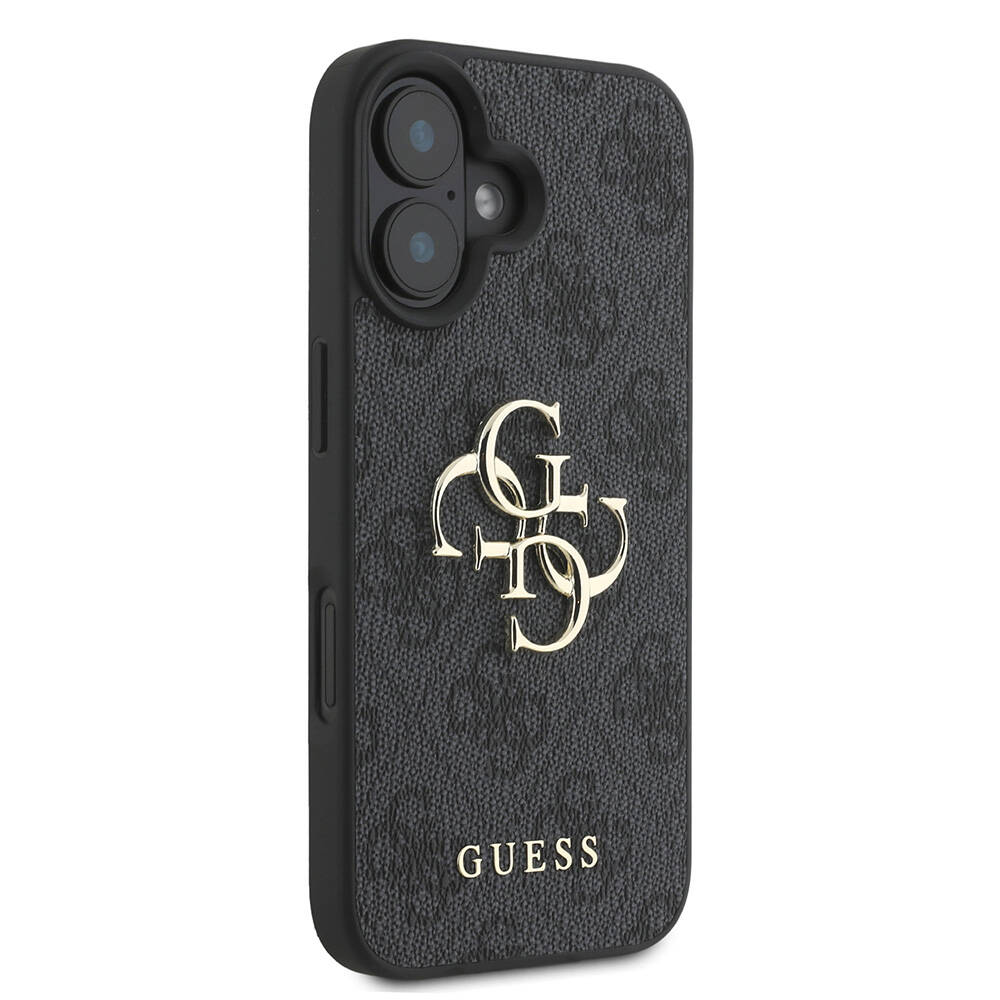 Apple iPhone 16 Uyumlu Kılıf Guess Orjinal Lisanslı PU Deri 4G Desenli Metal Büyük 4G ve Yazı Logolu Kapak - 3
