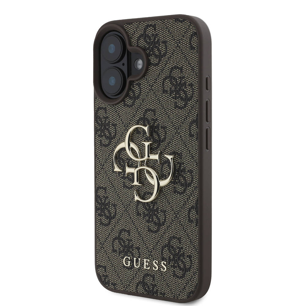 Apple iPhone 16 Uyumlu Kılıf Guess Orjinal Lisanslı PU Deri 4G Desenli Metal Büyük 4G ve Yazı Logolu Kapak - 8
