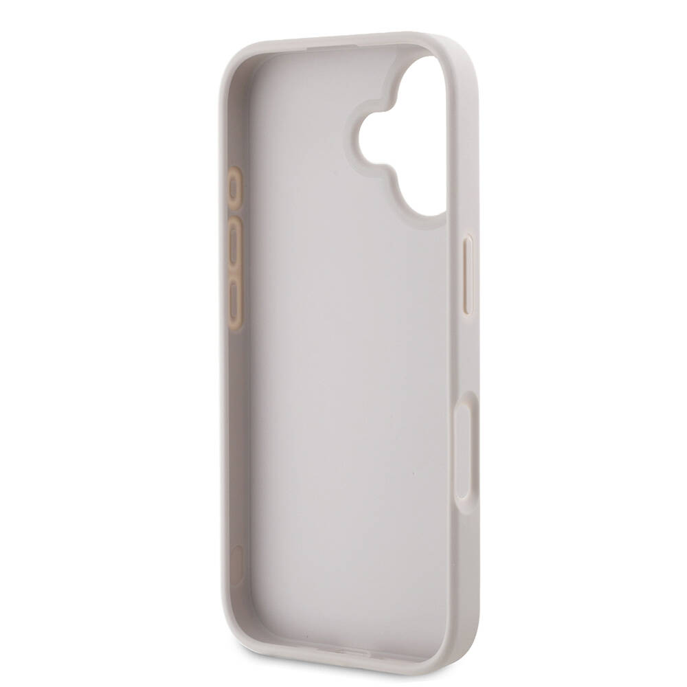 Apple iPhone 16 Plus Uyumlu Kılıf Guess Orjinal Lisanslı PU Deri Taşlı Metal Üçgen Logolu Çapraz Vücut Askılı 4G Desenli Kapak - 4