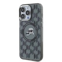 Apple iPhone 16 Pro Uyumlu Kılıf Karl Lagerfeld Orjinal Lisanslı Magsafe Şarj Özellikli IML Baskılı Metal Monogram KC Heads Kapak - 1