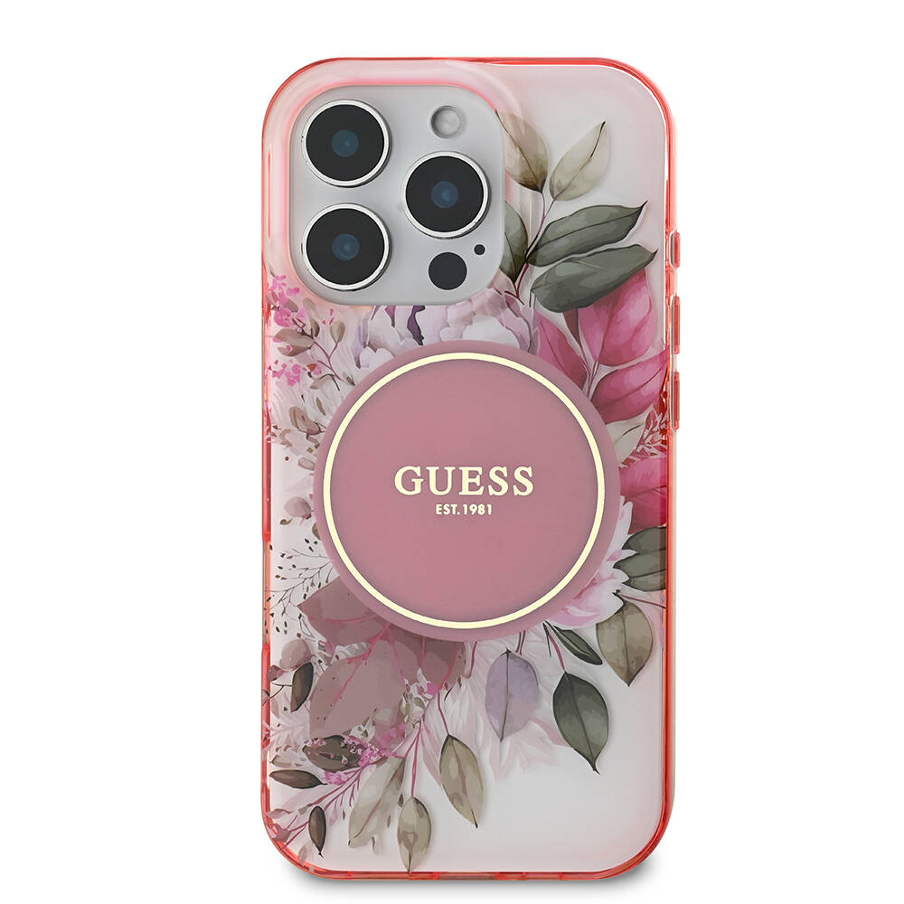 Apple iPhone 16 Pro Uyumlu Guess Orjinal Lisanslı Magsafe Şarj Özellikli Flower Tonal Circle Kapak - 2
