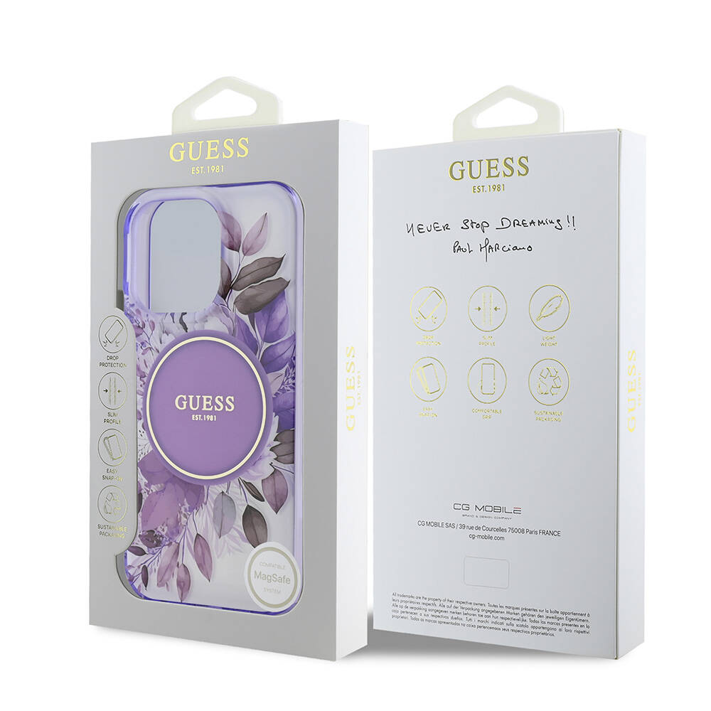 Apple iPhone 16 Pro Uyumlu Kılıf Guess Orjinal Lisanslı Magsafe Şarj Özellikli Flower Tonal Circle Kapak - 7