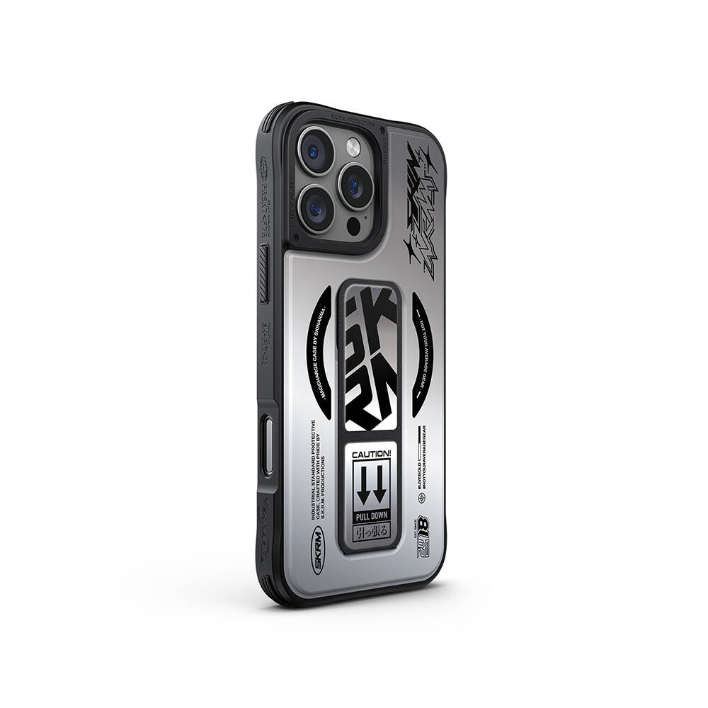 Apple iPhone 16 Pro Uyumlu Kılıf SkinArma Holografik Tasarımlı Standlı Deri Görünümlü Kira Kobai Kapak - 7