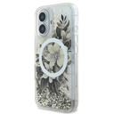 Apple iPhone 16 Uyumlu Kılıf Guess Orjinal Lisanslı Magsafe Şarj Özellikli LIQ Glitter Flower Kapak - 1