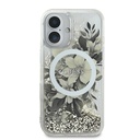 Apple iPhone 16 Uyumlu Kılıf Guess Orjinal Lisanslı Magsafe Şarj Özellikli LIQ Glitter Flower Kapak - 2