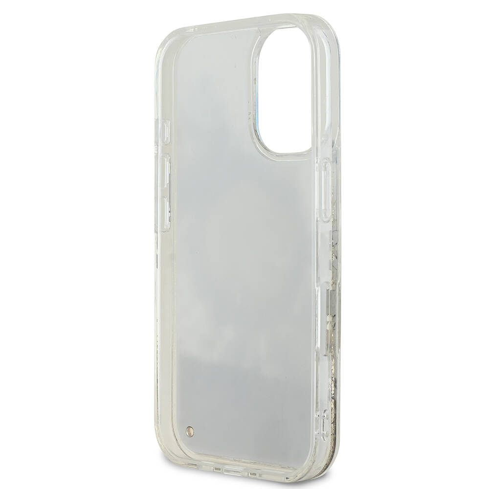Apple iPhone 16 Uyumlu Kılıf Guess Orjinal Lisanslı Magsafe Şarj Özellikli LIQ Glitter Flower Kapak - 6