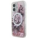 Apple iPhone 16 Uyumlu Kılıf Guess Orjinal Lisanslı Magsafe Şarj Özellikli LIQ Glitter Flower Kapak - 9