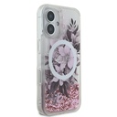 Apple iPhone 16 Uyumlu Kılıf Guess Orjinal Lisanslı Magsafe Şarj Özellikli LIQ Glitter Flower Kapak - 11