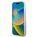 Apple iPhone 16 Uyumlu Kılıf Guess Orjinal Lisanslı Magsafe Şarj Özellikli Sıvılı Simli Çiçek Desenli Kapak - 19