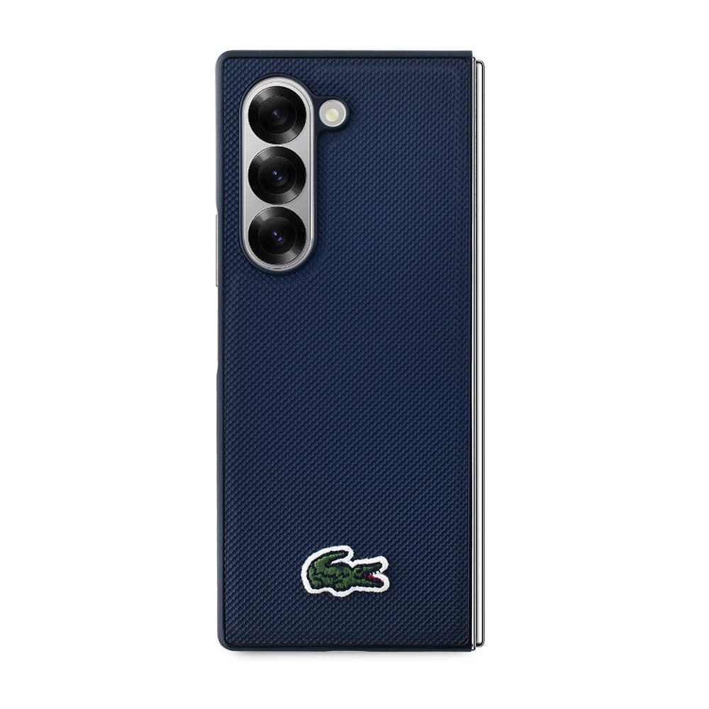 Samsung Galaxy Z Fold 6 Uyumlu Kılıf Lacoste Orjinal Lisanslı Magsafe Şarj Özellikli Pike Desenli Arka Yüzey İkonik Timsah Dokuma Logolu Kapak - 1