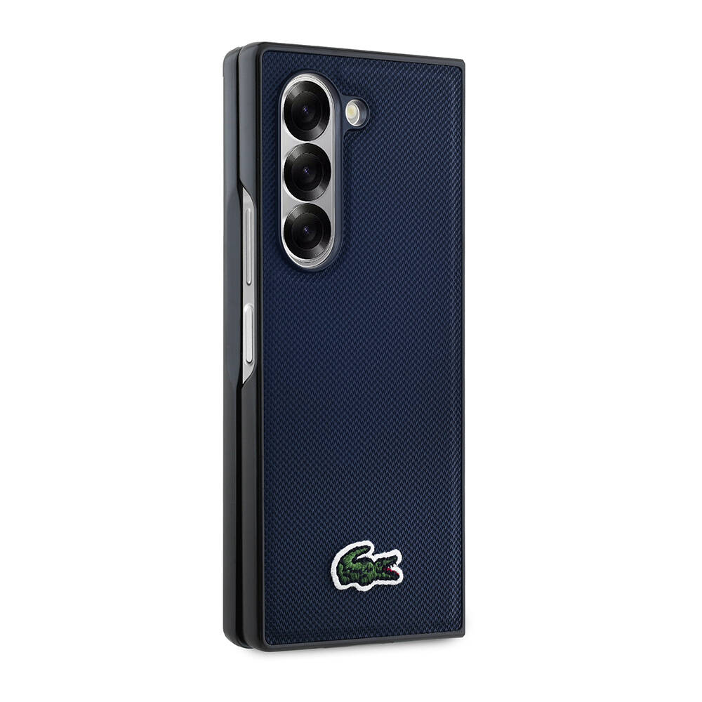 Samsung Galaxy Z Fold 6 Uyumlu Kılıf Lacoste Orjinal Lisanslı Magsafe Şarj Özellikli Pike Desenli Arka Yüzey İkonik Timsah Dokuma Logolu Kapak - 4