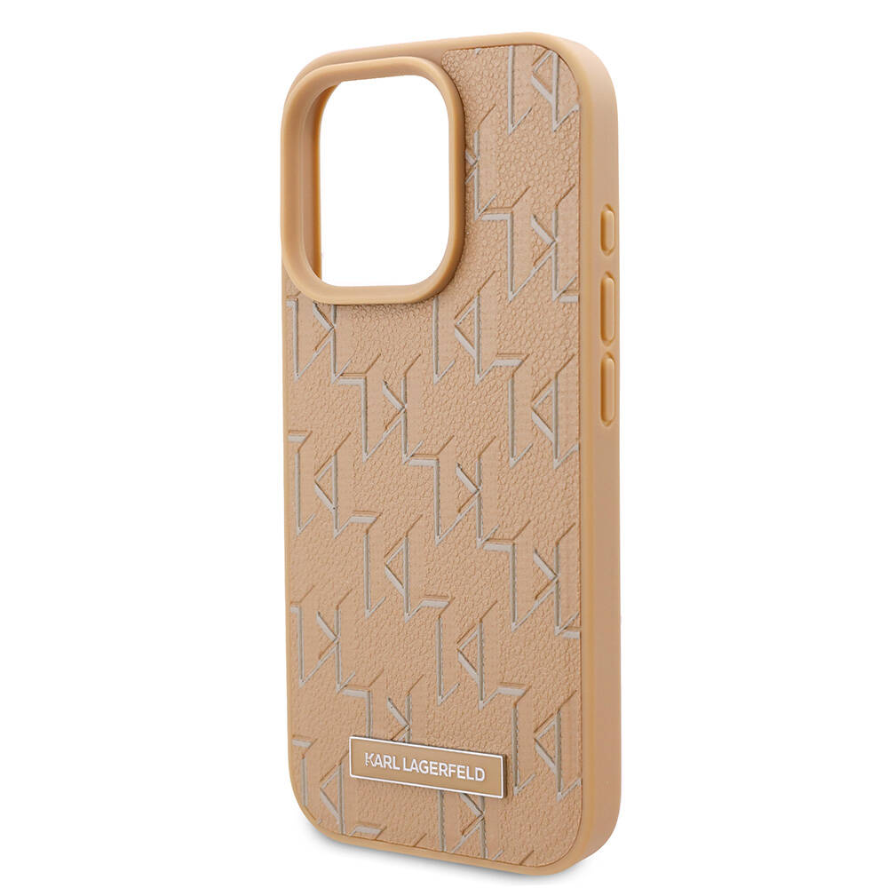 Apple iPhone 16 Pro Uyumlu Kılıf Karl Lagerfeld Orjinal Lisanslı Magsafe Şarj Özellikli KL Yazılı Hot Stamp Kapak - 12