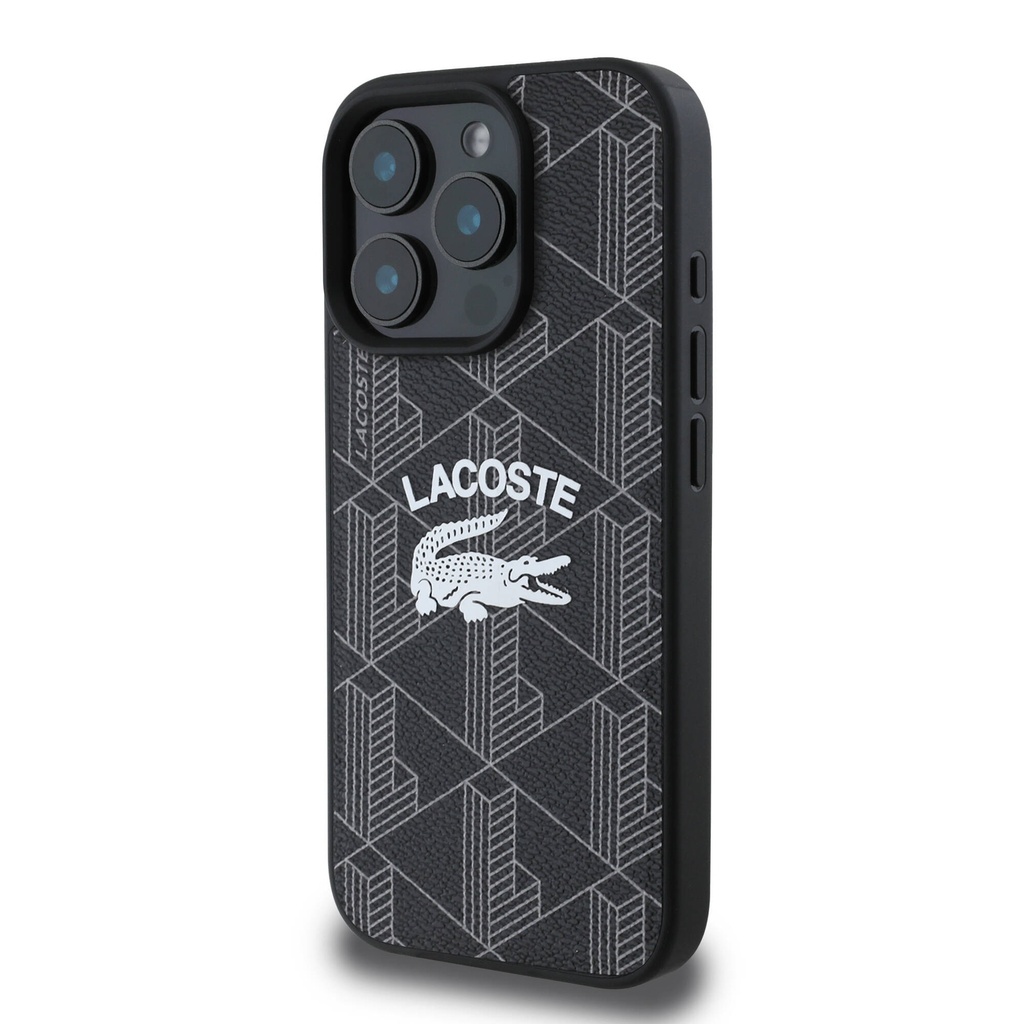 Apple iPhone 16 Pro Max Uyumlu Kılıf Lacoste Orjinal Lisanslı Magsafe Şarj Özellikli Mono Vintage Logo Kapak - 1