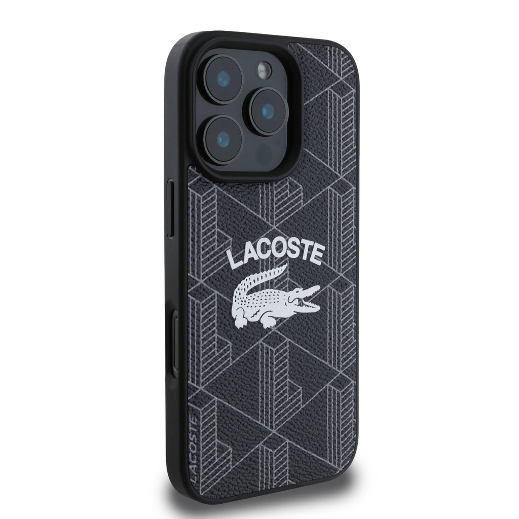 Apple iPhone 16 Pro Max Uyumlu Kılıf Lacoste Orjinal Lisanslı Magsafe Şarj Özellikli Mono Vintage Logo Kapak - 3