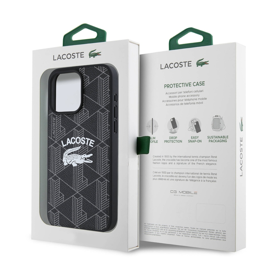 Apple iPhone 16 Pro Max Uyumlu Kılıf Lacoste Orjinal Lisanslı Magsafe Şarj Özellikli Mono Vintage Logo Kapak - 7