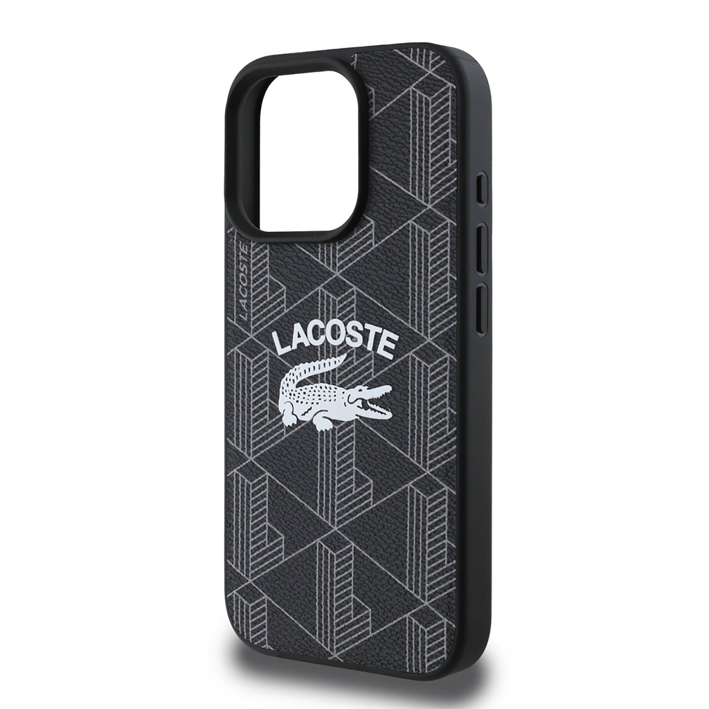 Apple iPhone 16 Pro Uyumlu Kılıf Lacoste Orjinal Lisanslı Magsafe Şarj Özellikli Mono Vintage Logo Kapak - 5