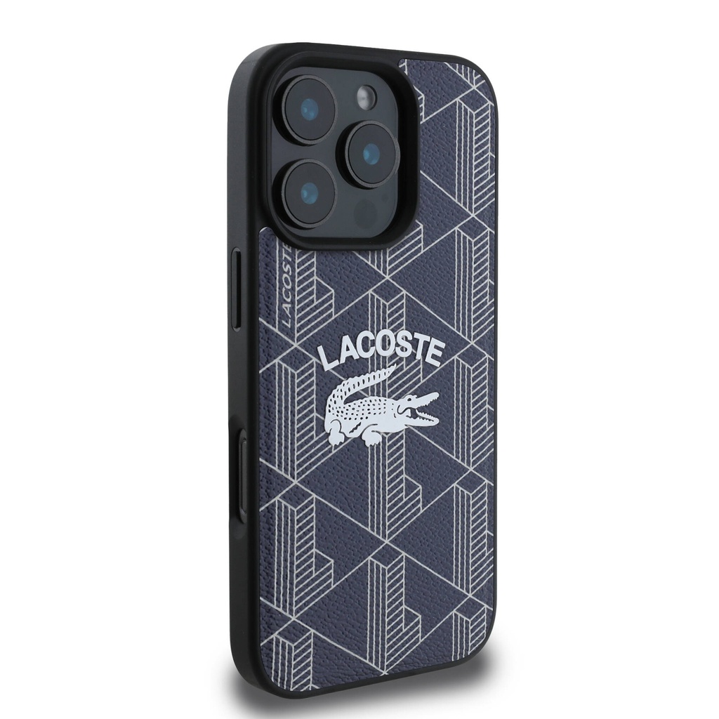 Apple iPhone 16 Pro Uyumlu Kılıf Lacoste Orjinal Lisanslı Magsafe Şarj Özellikli Mono Vintage Logo Kapak - 10