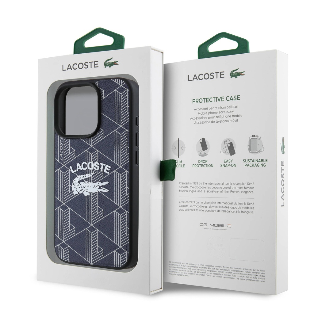 Apple iPhone 16 Pro Uyumlu Kılıf Lacoste Orjinal Lisanslı Magsafe Şarj Özellikli Mono Vintage Logo Kapak - 14