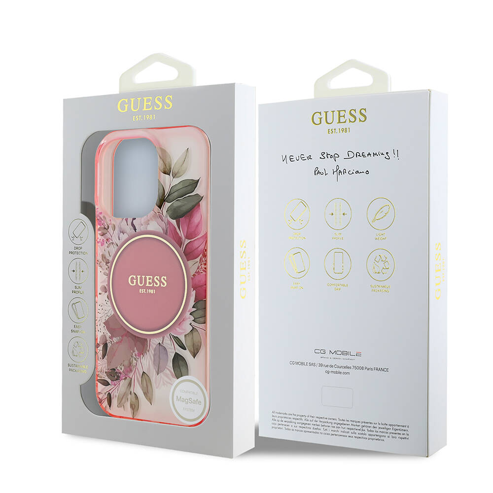 Apple iPhone 16 Pro Max Uyumlu Guess Orjinal Lisanslı Magsafe Şarj Özellikli Flower Tonal Circle Kapak - 7