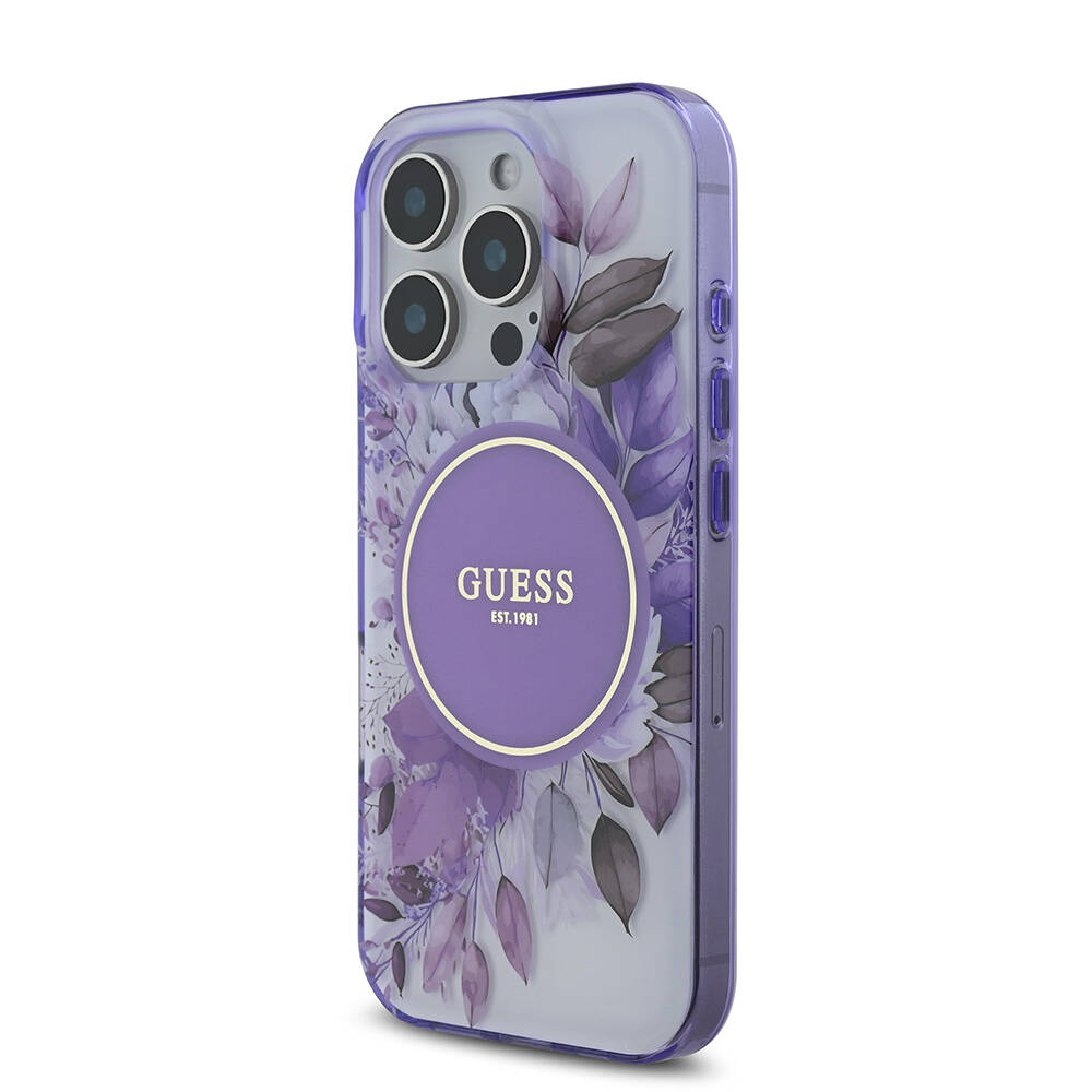 Apple iPhone 16 Pro Max Uyumlu Kılıf Guess Orjinal Lisanslı Magsafe Şarj Özellikli Flower Tonal Circle Kapak - 17