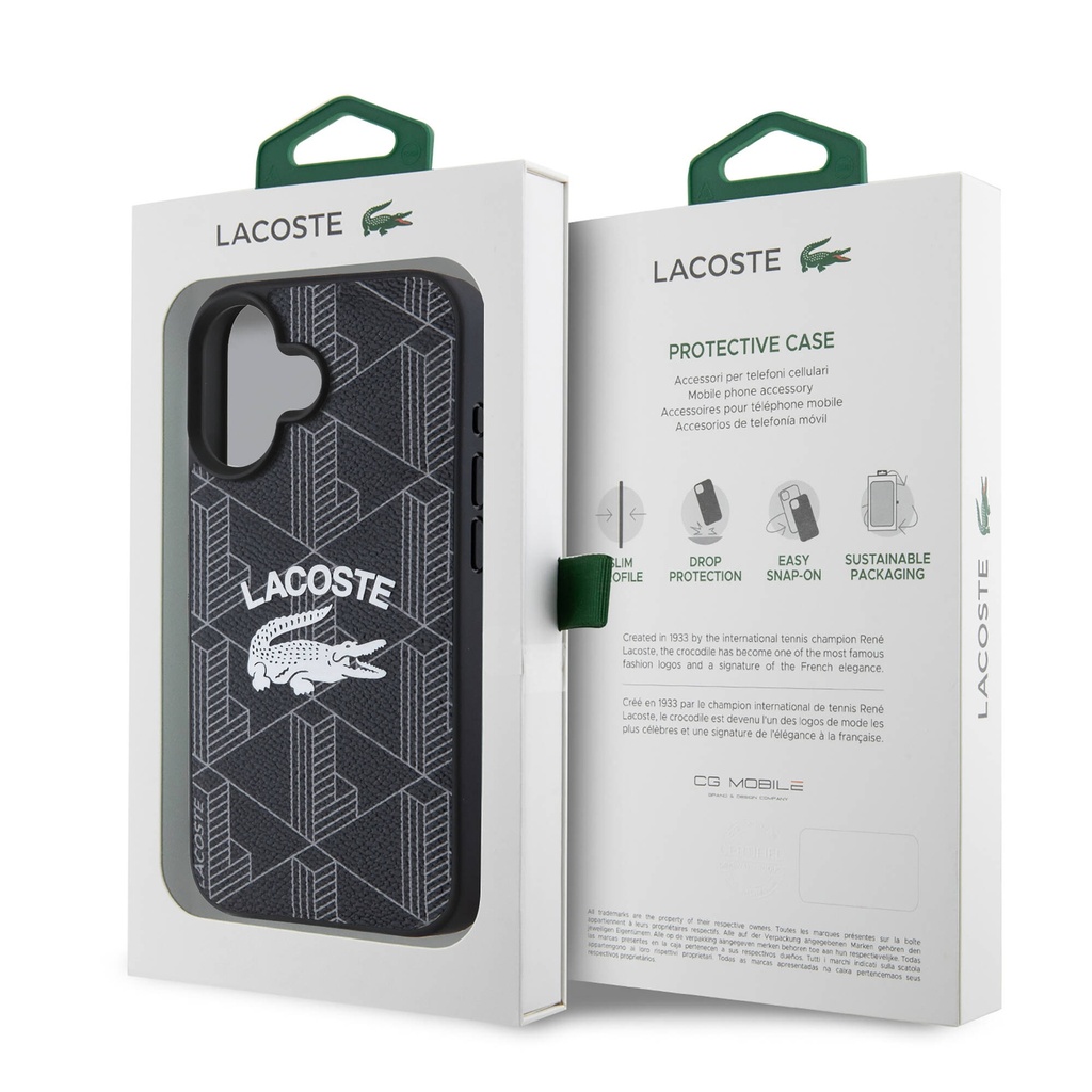 Apple iPhone 16 Uyumlu Kılıf Lacoste Orjinal Lisanslı Magsafe Şarj Özellikli Mono Vintage Logo Kapak - 5