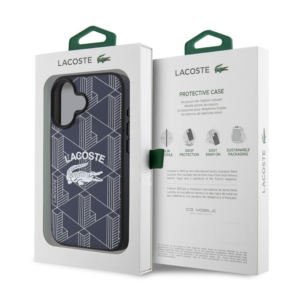 Apple iPhone 16 Uyumlu Kılıf Lacoste Orjinal Lisanslı Magsafe Şarj Özellikli Mono Vintage Logo Kapak - 14