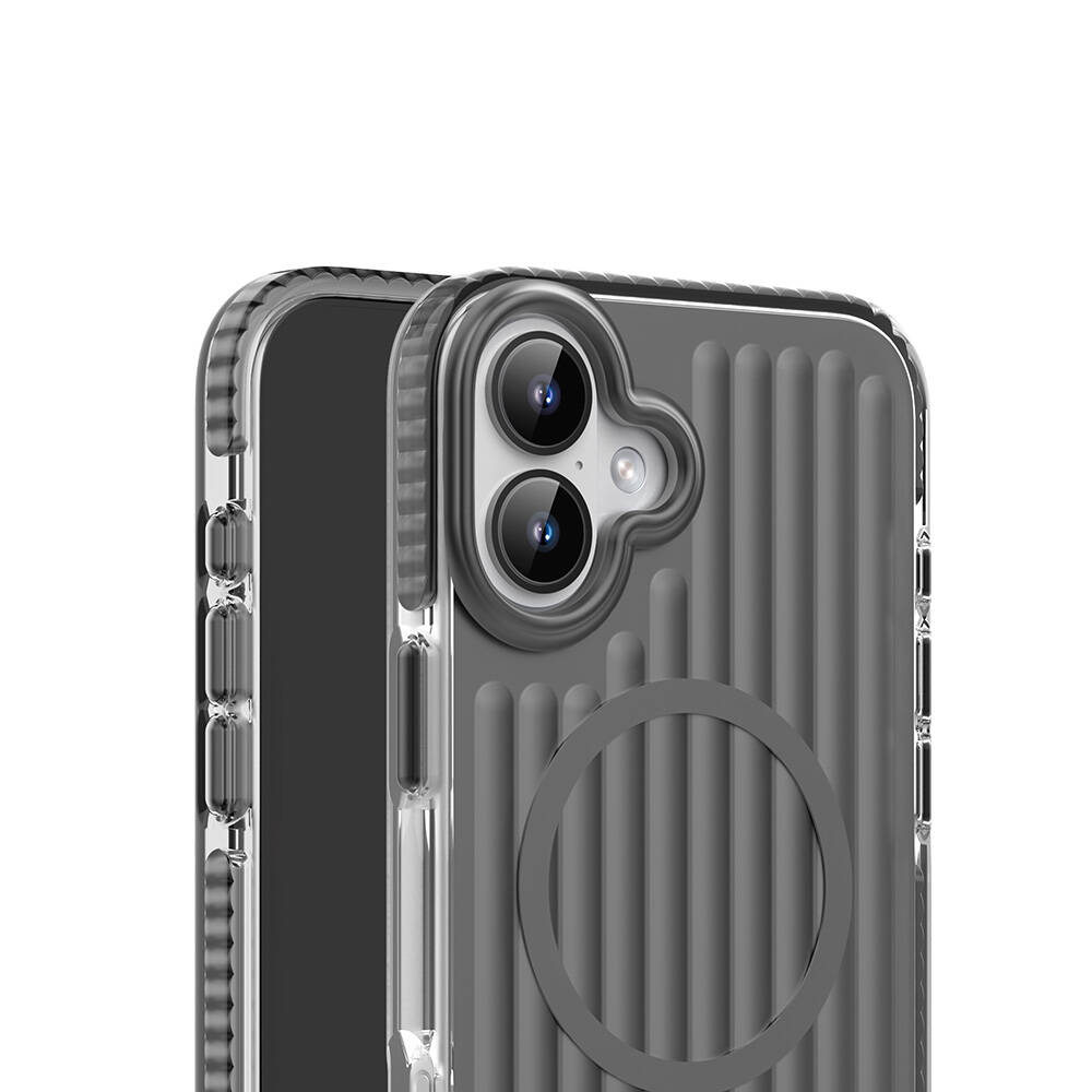 Apple iPhone 16 Uyumlu Kılıf Magsafe Şarj Özellikli Oyuklu Tasarım Mutural Bumpy Clear Kapak - 1