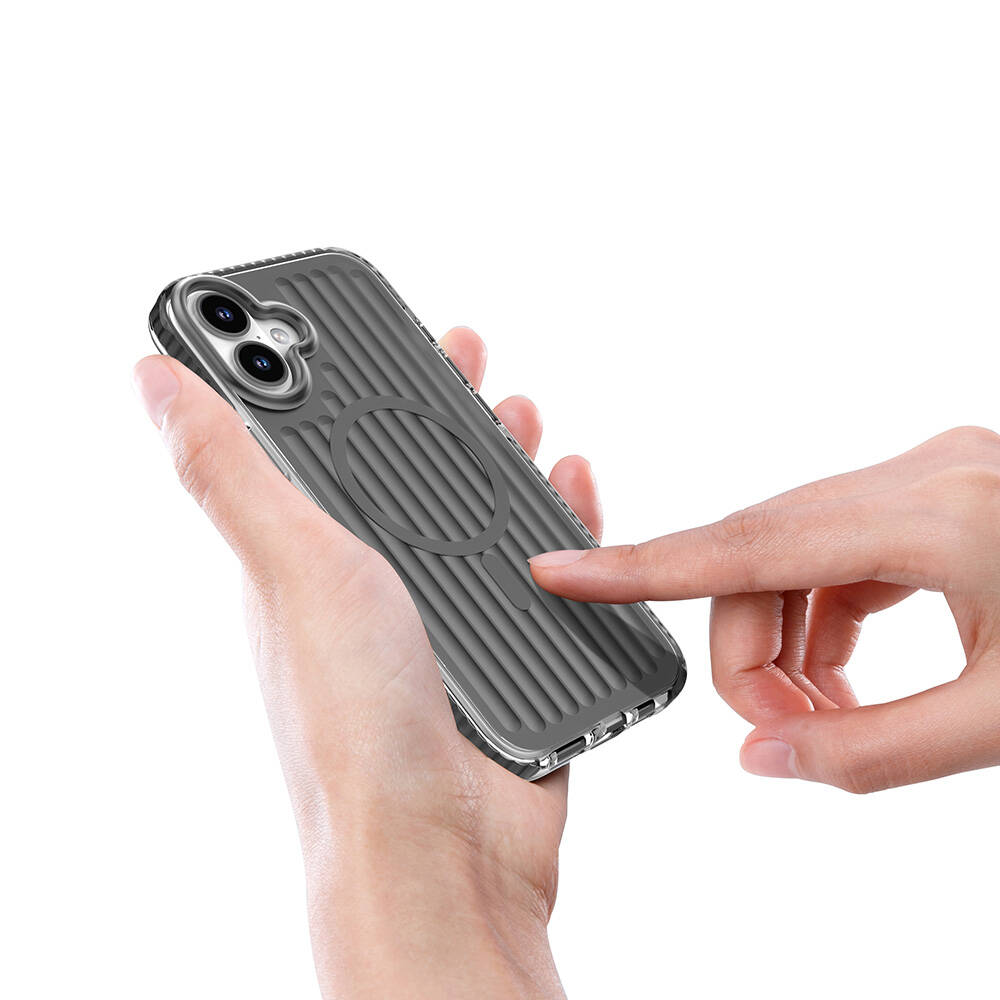 Apple iPhone 16 Uyumlu Kılıf Magsafe Şarj Özellikli Oyuklu Tasarım Mutural Bumpy Clear Kapak - 5