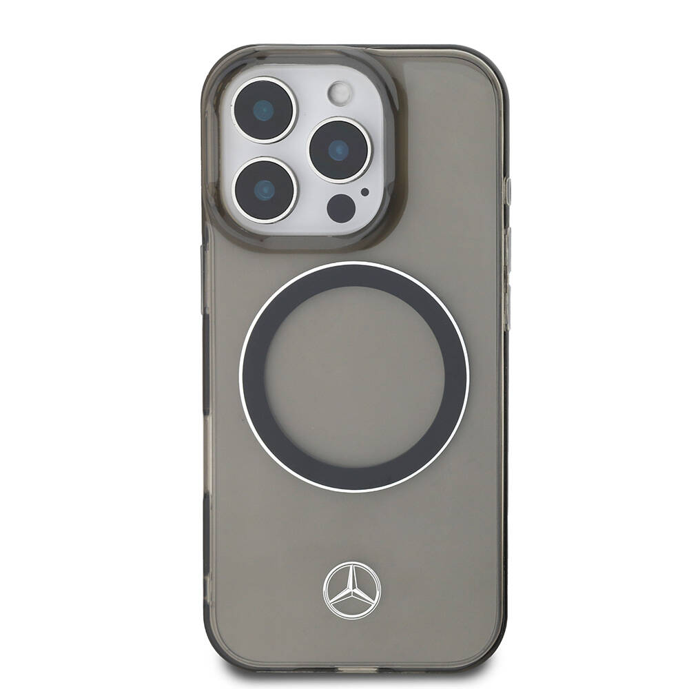 Apple iPhone 16 Pro Max Uyumlu Kılıf Mercedes Benz Orjinal Lisanslı Magsafe Şarj Özellikli Saydam Yüzey Silver Ring Kapak - 2