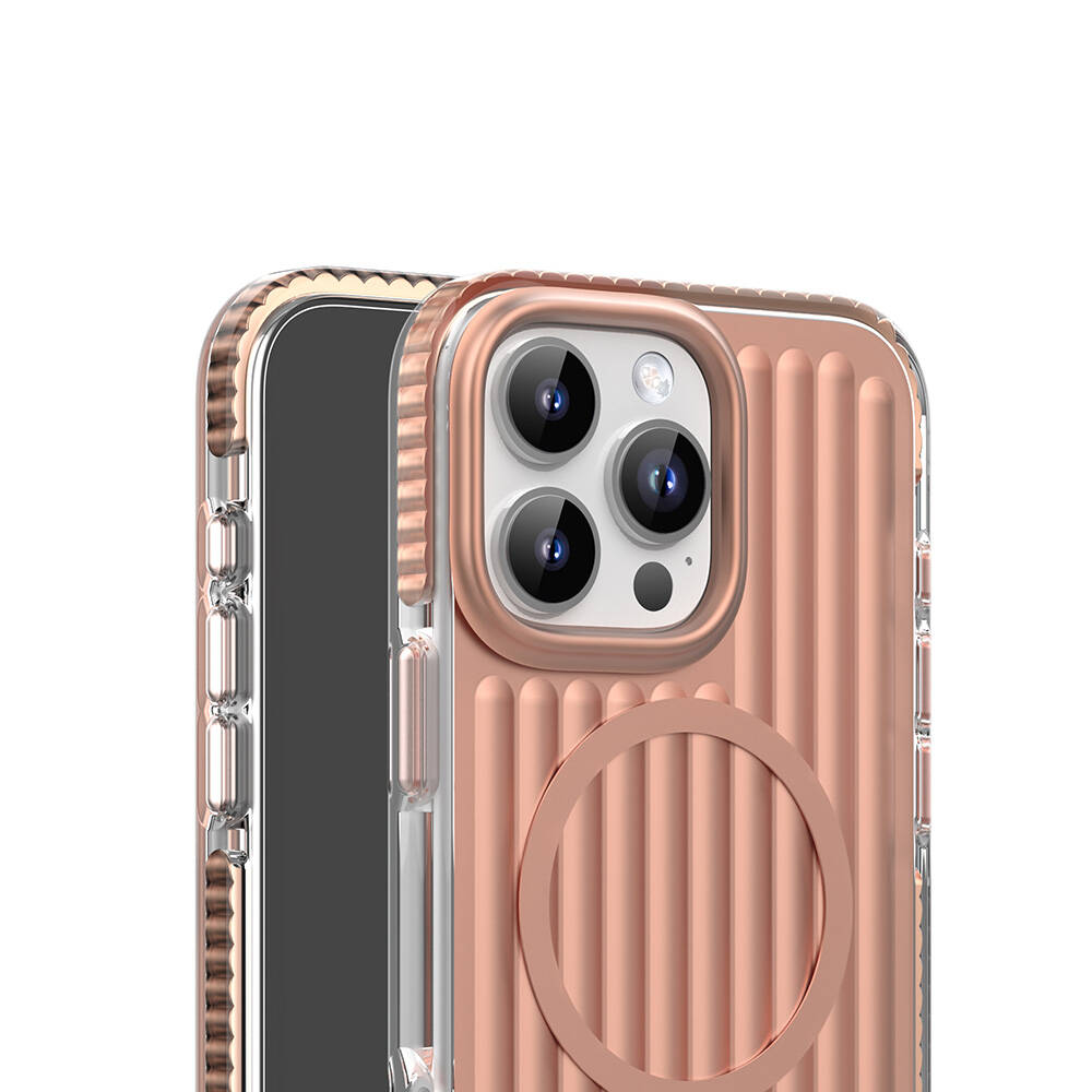 Apple iPhone 16 Pro Max Uyumlu Kılıf Magsafe Şarj Özellikli Oyuklu Tasarım Mutural Bumpy Clear Kapak - 1