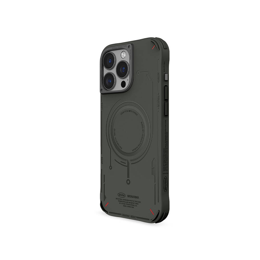 Apple iPhone 16 Pro Max Uyumlu Magsafe Şarj Özellikli Metal Kamera Çerçeveli Skinarma Mecha Serisi Kapak - 11