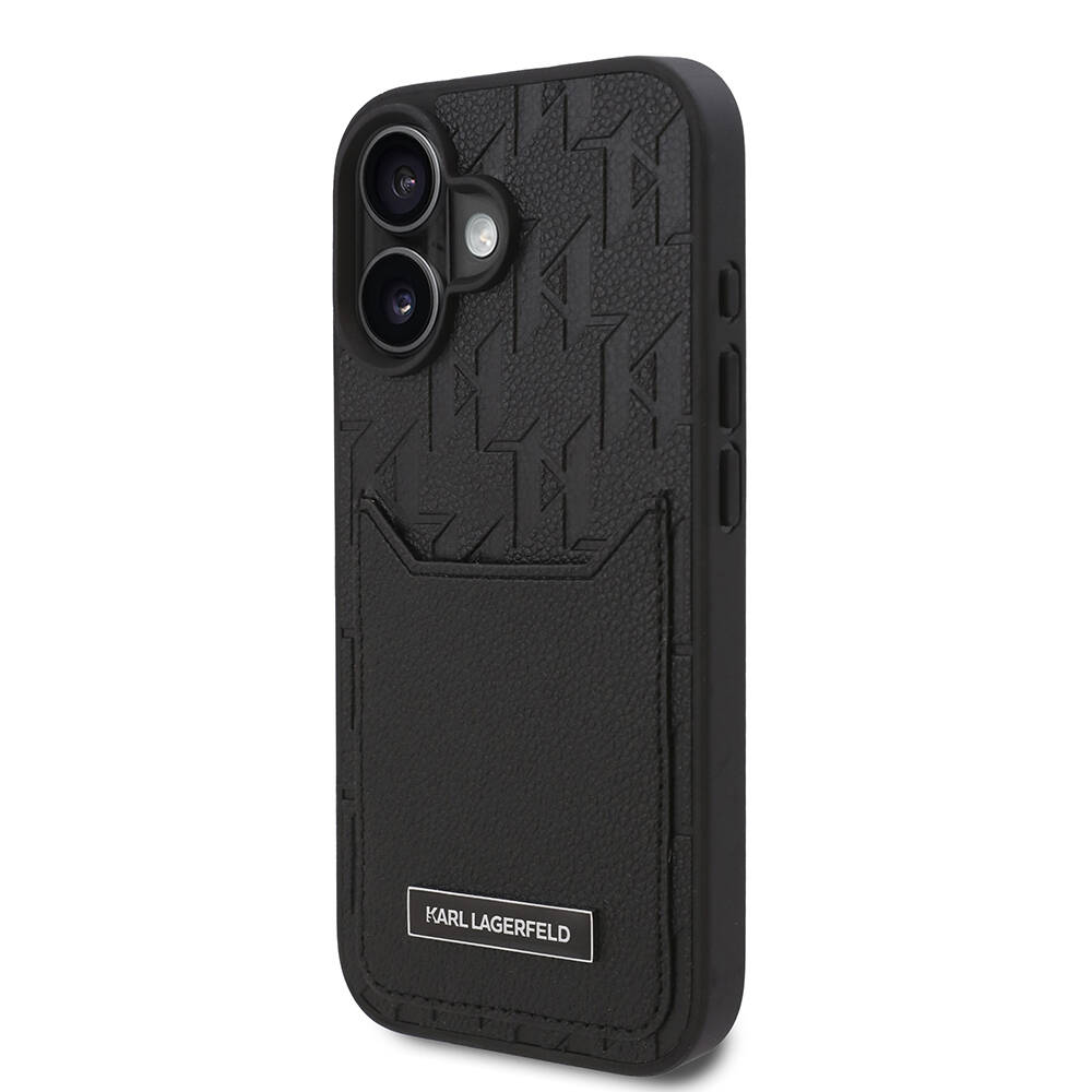Apple iPhone 16 Uyumlu Kılıf Karl Lagerfeld Orjinal Lisanslı Kartlıklı Cardslot Monogram Kapak - 1