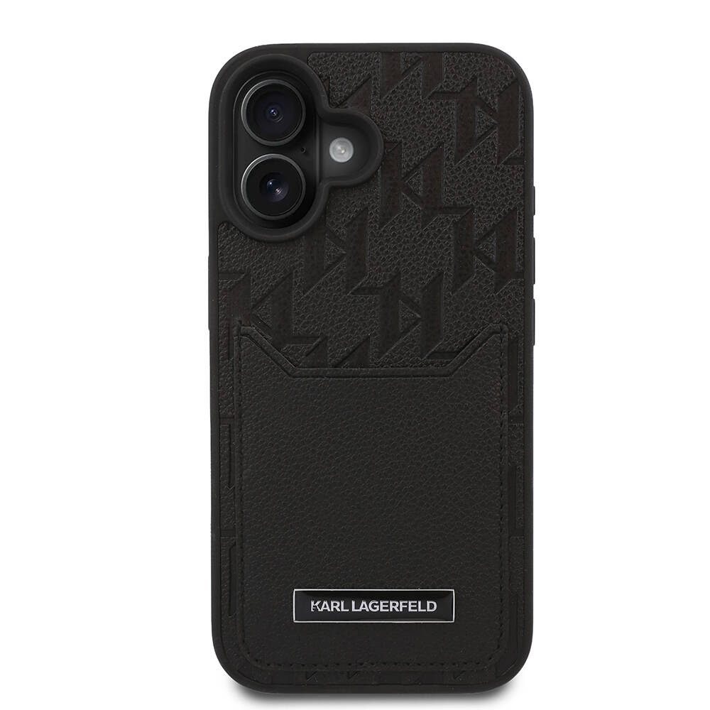 Apple iPhone 16 Uyumlu Kılıf Karl Lagerfeld Orjinal Lisanslı Kartlıklı Cardslot Monogram Kapak - 2