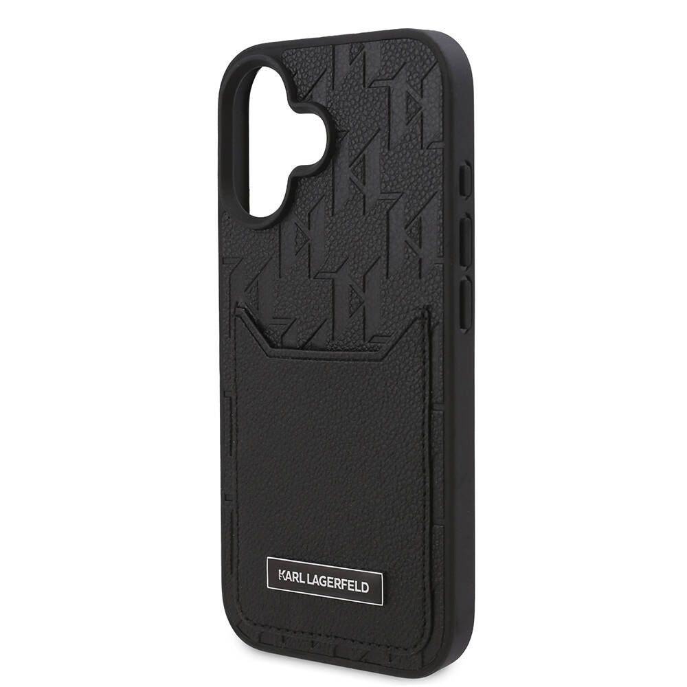 Apple iPhone 16 Uyumlu Kılıf Karl Lagerfeld Orjinal Lisanslı Kartlıklı Cardslot Monogram Kapak - 5