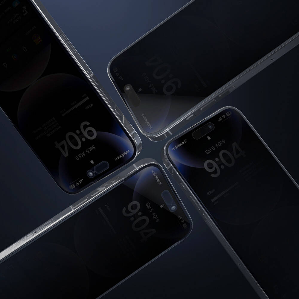 Apple iPhone 15 Pro Max Uyumlu Wiwu Wi-SQ009 Easy Install iPrivacy 360° Anti-Peep Oleofobik Temperli Cam Ekran Koruyucu + Kolay Uygulama Aparatlı - 8