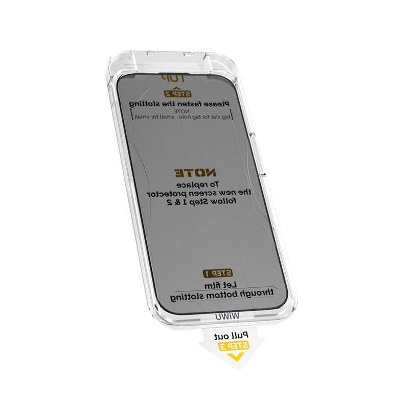 Apple iPhone 14 Plus Uyumlu Wiwu Wi-SQ009 Easy Install iPrivacy 360° Anti-Peep Oleofobik Temperli Cam Ekran Koruyucu + Kolay Uygulama Aparatlı - 5