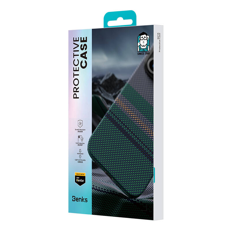 Apple iPhone 16 Pro Uyumlu Kılıf Magsafe Şarj Özellikli Karbon Fiber Tasarımlı Benks Aurora ArmorPro Kevlar Kapak - 3