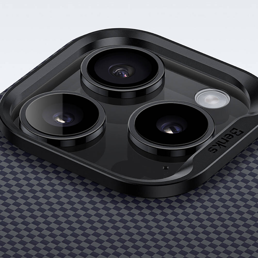 Apple iPhone 16 Pro Uyumlu Kılıf Magsafe Şarj Özellikli Karbon Fiber Tasarımlı Benks Aurora ArmorPro Kevlar Kapak - 10