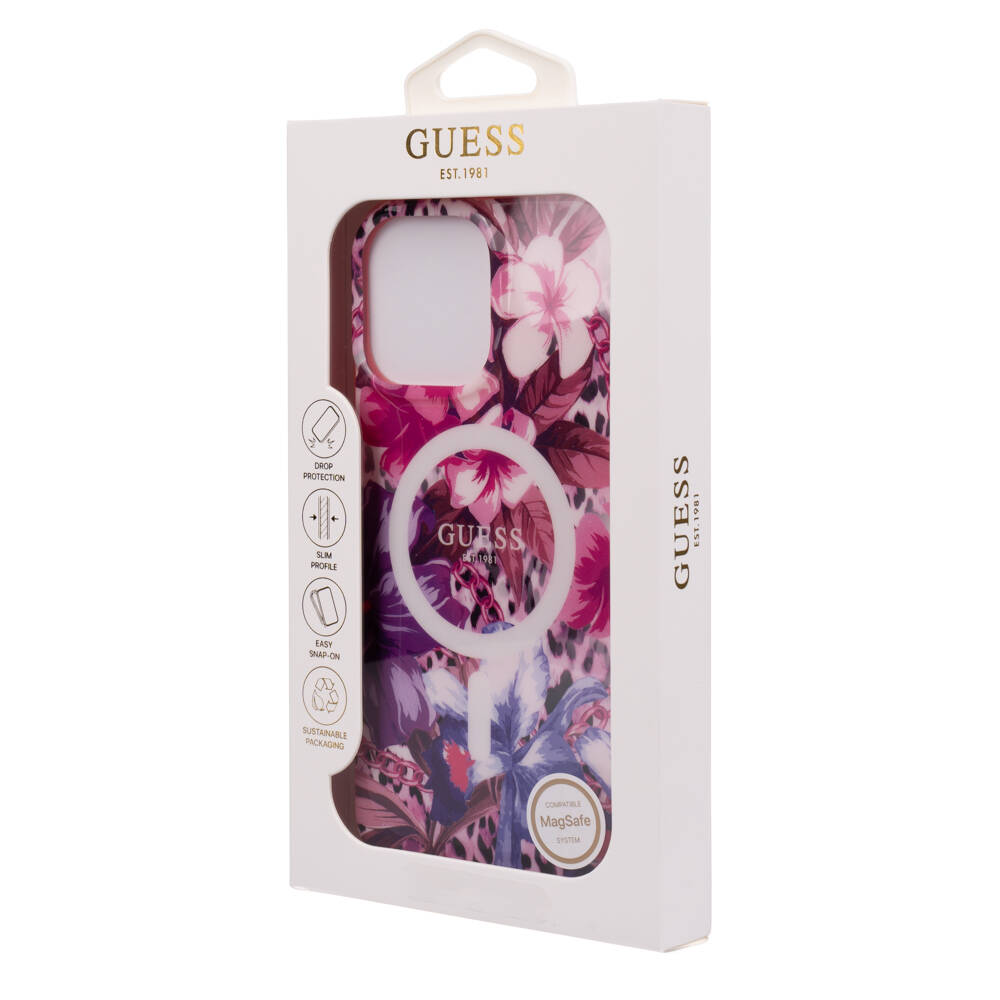 Apple iPhone 16 Pro Max Uyumlu Kılıf Guess Orjinal Lisanslı Magsafe Şarj Özellikli IML Baskılı Jungle Ring Kapak - 13