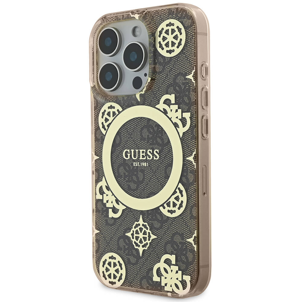 Apple iPhone 16 Pro Max Uyumlu Kılıf Guess Orjinal Lisanslı Magsafe Şarj Özellikli IML Peony ve 4G Desenli Klasik Logolu Kapak - 1