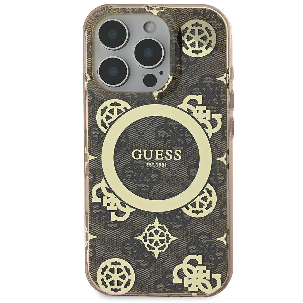 Apple iPhone 16 Pro Max Uyumlu Kılıf Guess Orjinal Lisanslı Magsafe Şarj Özellikli IML Peony ve 4G Desenli Klasik Logolu Kapak - 2
