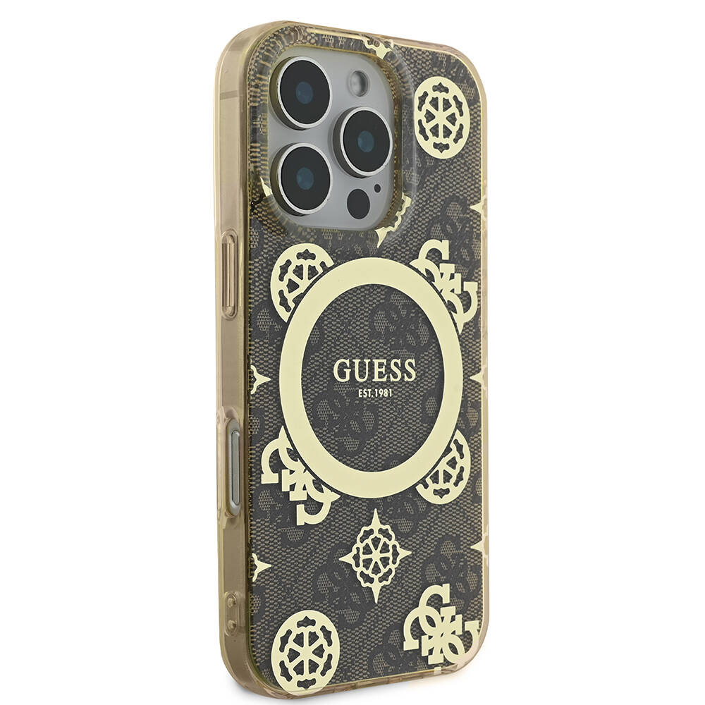 Apple iPhone 16 Pro Max Uyumlu Kılıf Guess Orjinal Lisanslı Magsafe Şarj Özellikli IML Peony ve 4G Desenli Klasik Logolu Kapak - 3