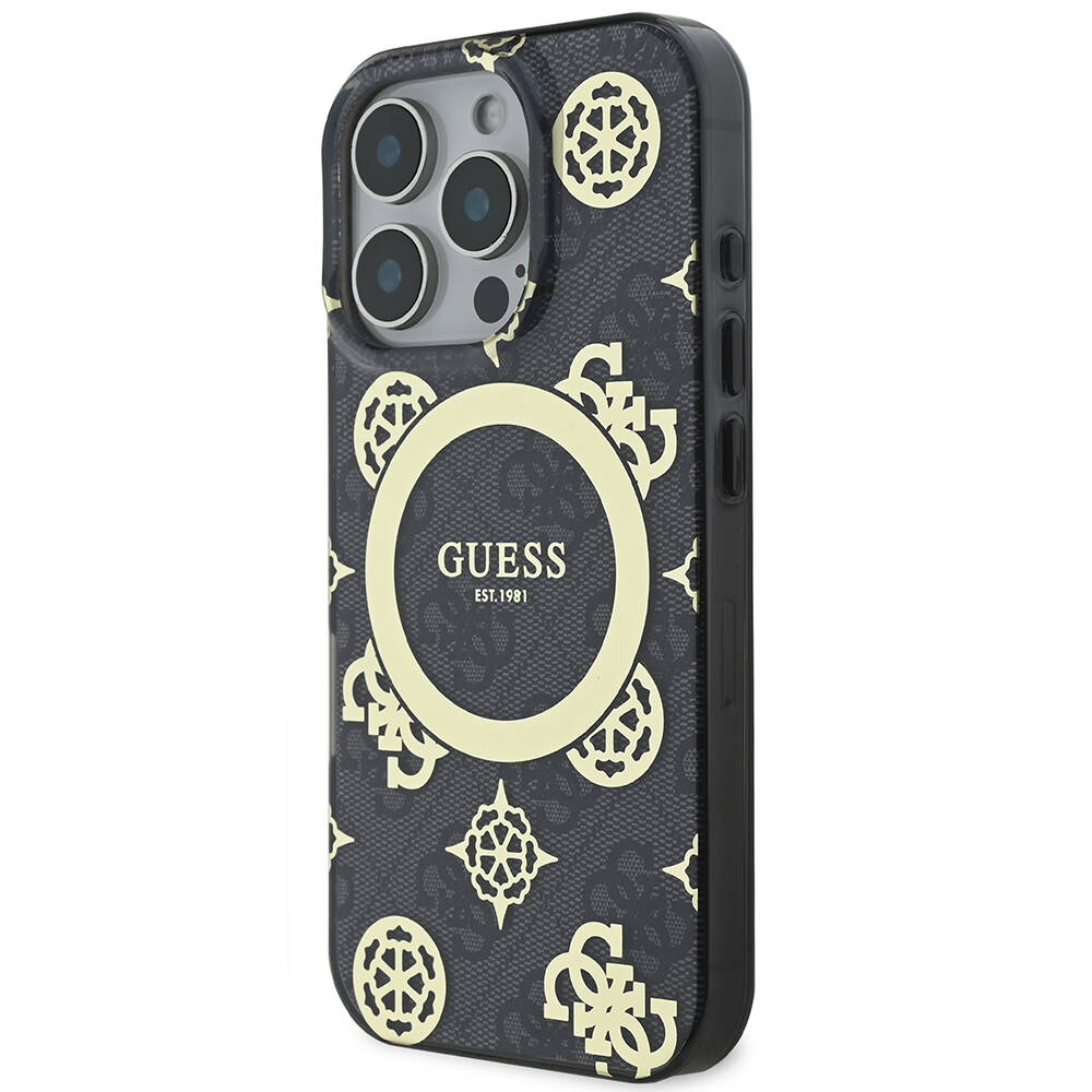 Apple iPhone 16 Pro Max Uyumlu Kılıf Guess Orjinal Lisanslı Magsafe Şarj Özellikli IML Peony ve 4G Desenli Klasik Logolu Kapak - 9