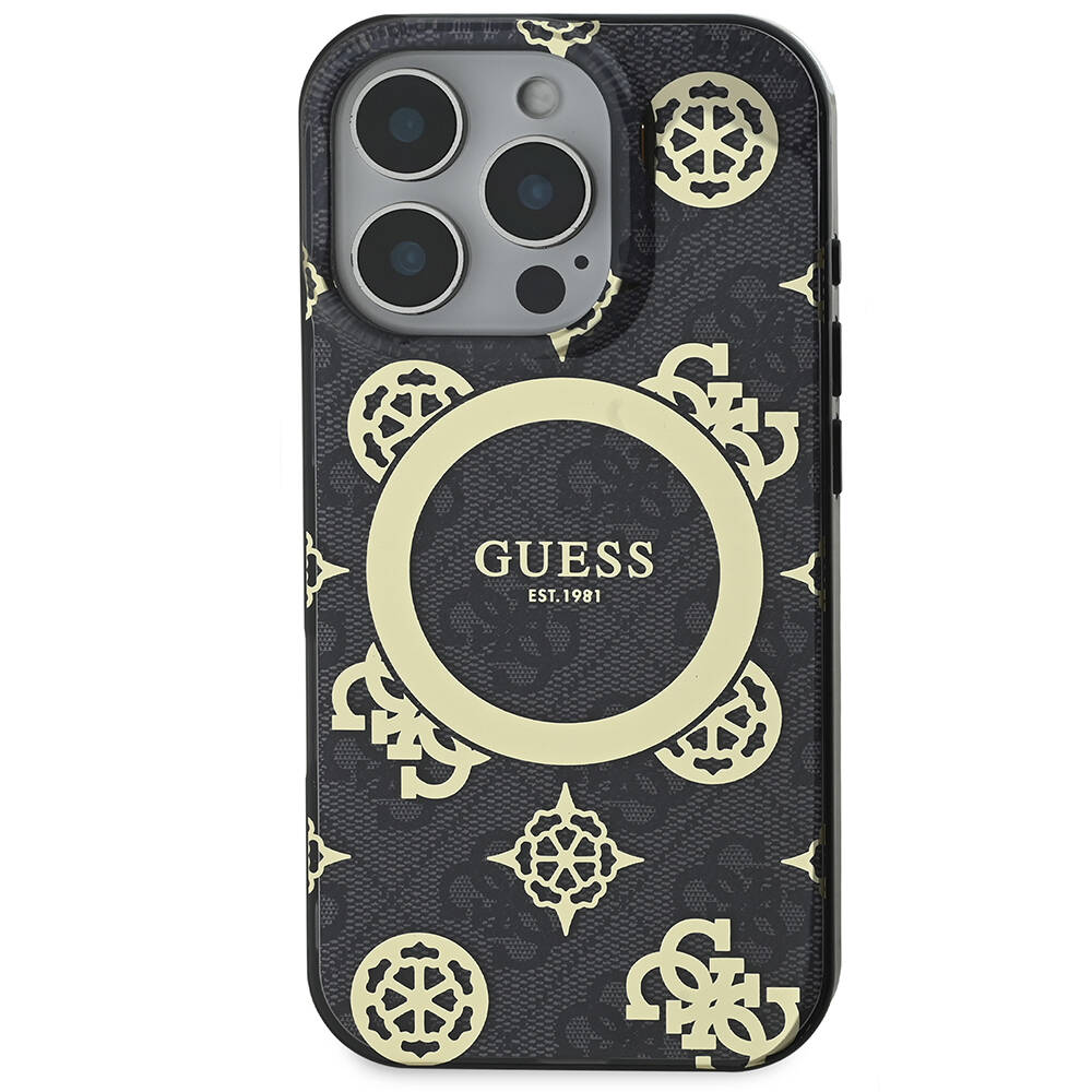 Apple iPhone 16 Pro Max Uyumlu Kılıf Guess Orjinal Lisanslı Magsafe Şarj Özellikli IML Peony ve 4G Desenli Klasik Logolu Kapak - 10